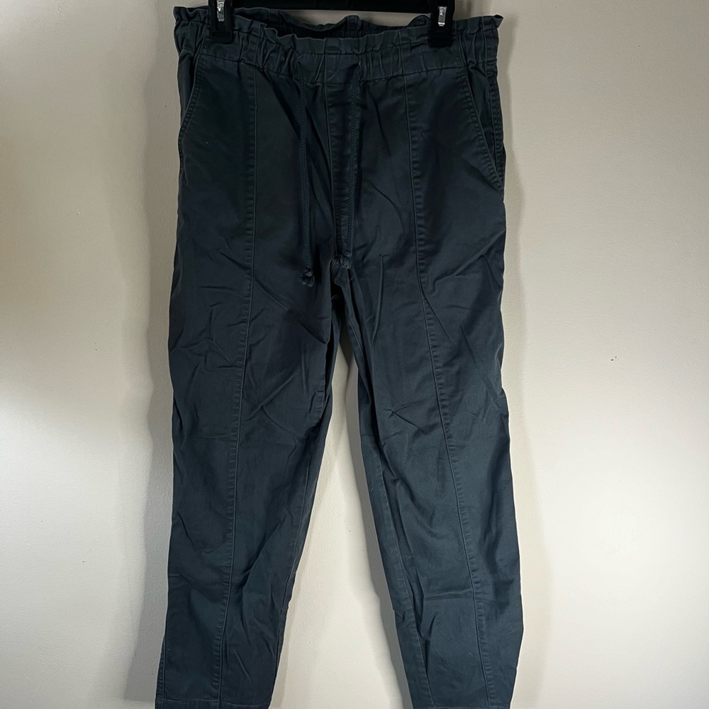 LOFT Slate Drawstring Straight Cargo Pants